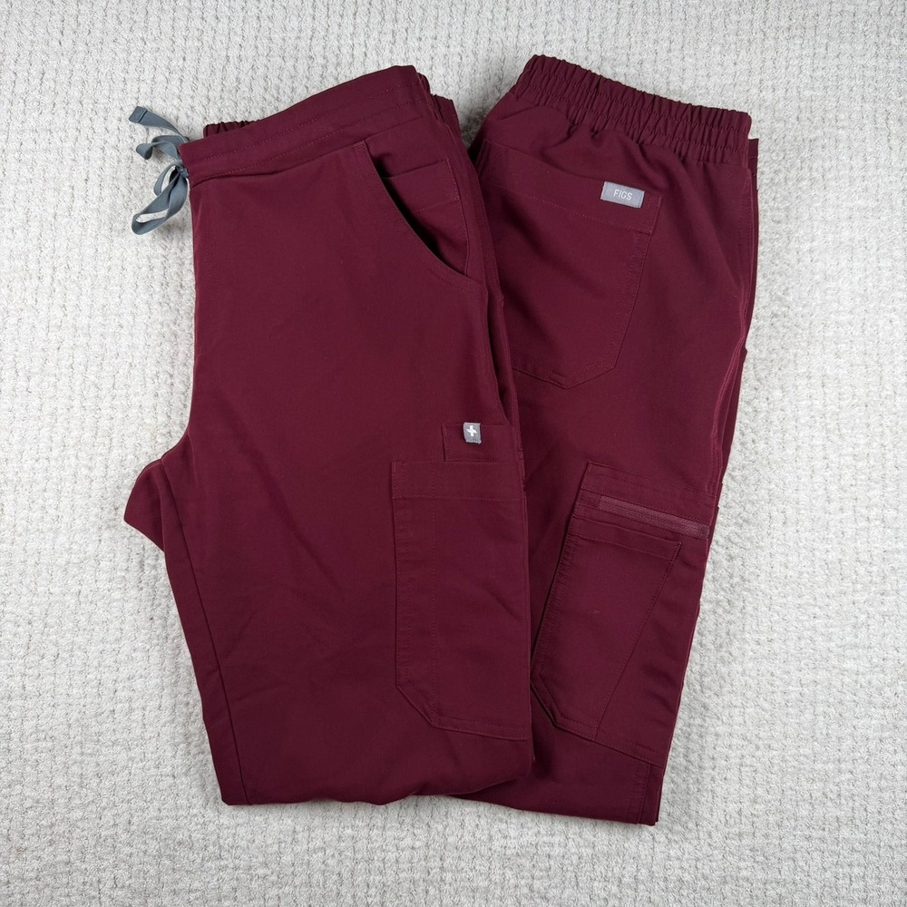 FIGS Technical Collection Scrub Pants Small Maroon Burgundy Cargo Jogger TW2000R